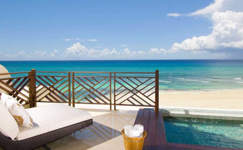 Aquamarine waters of the Caribbean just beyond your private plunge pool