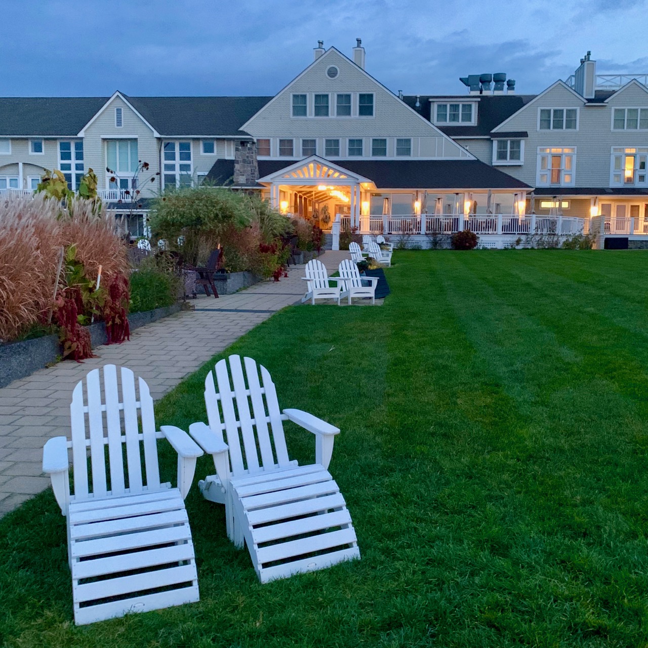 Inn by the sea at dusk