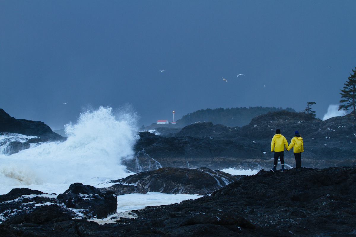 Storm watching from Wickaninnish Inn, with views of Lennard Island Lighthouse. It's one of the favorite things to do in Tofino (credit: Jeremy Koreski)